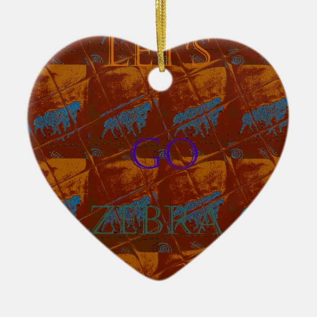 Savannah Safari Lets Go Zebra Hakuna Matata mot Julgransprydnad Keramik (Framsidan)