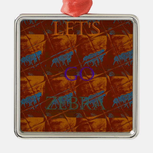 Savannah Safari Lets Go Zebra Hakuna Matata mot Julgransprydnad Metall (Framsidan)