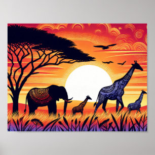 Savannah Silhouettes: A Sunset Sergranat Poster
