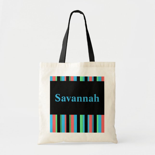 Savannah Söt Stripe Tote Bag Tygkasse (Framsidan)