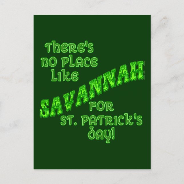 SAVANNAH St patricks day Vykort (Framsida)