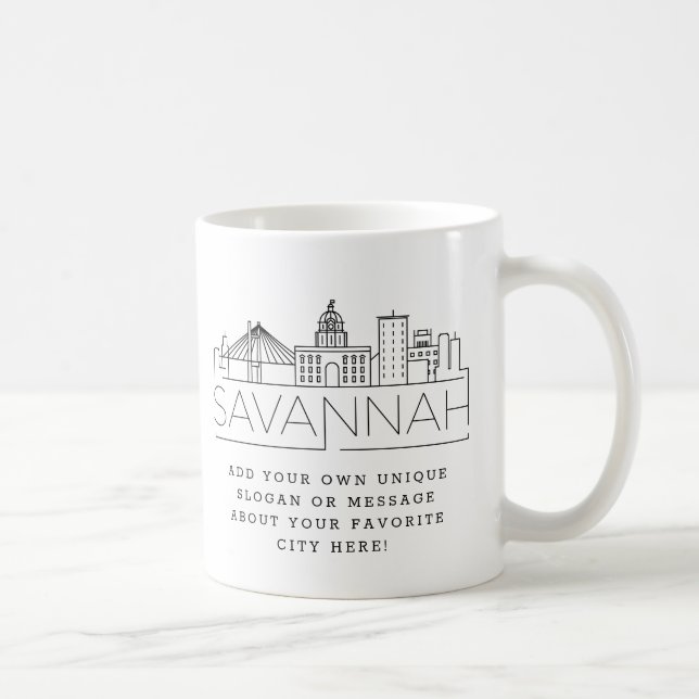 Savannah Stylized Skyline | Anpassningsbar Slogan Kaffemugg (Höger)