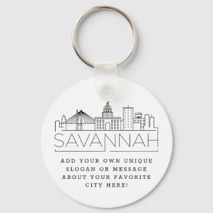 Savannah Stylized Skyline Anpassningsbar Slogan Ke Nyckelring