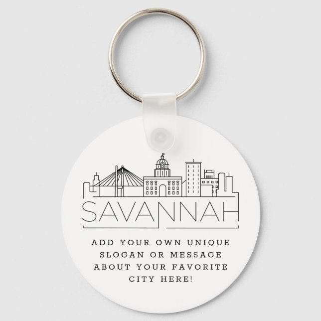 Savannah Stylized Skyline Anpassningsbar Slogan Ke Nyckelring (Framsida)