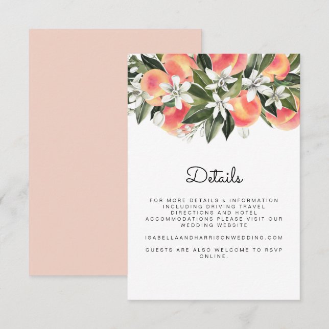 Savannah - Vit persikofärgshölje med vattenfärg -  Inbjudningar (Fram/baksida)