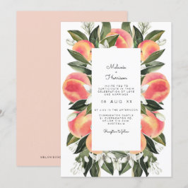 Savannah - Watercolor Peach Botanical Bröllop Inbjudningar