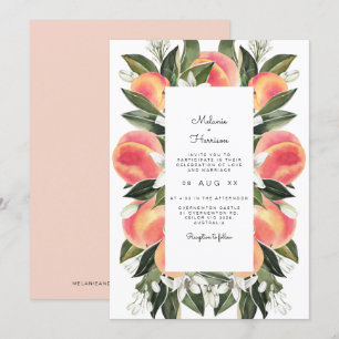 Savannah - Watercolor Peach Botanical Bröllop Inbjudningar