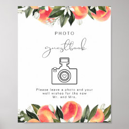 SAVANNAH Watercolor Peach Photo Guestbook-tecken Poster