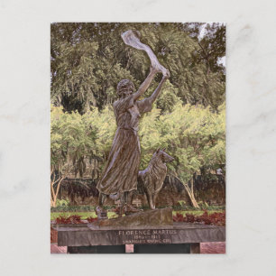 Savannahs Wave Girl Statue Painting Vykort
