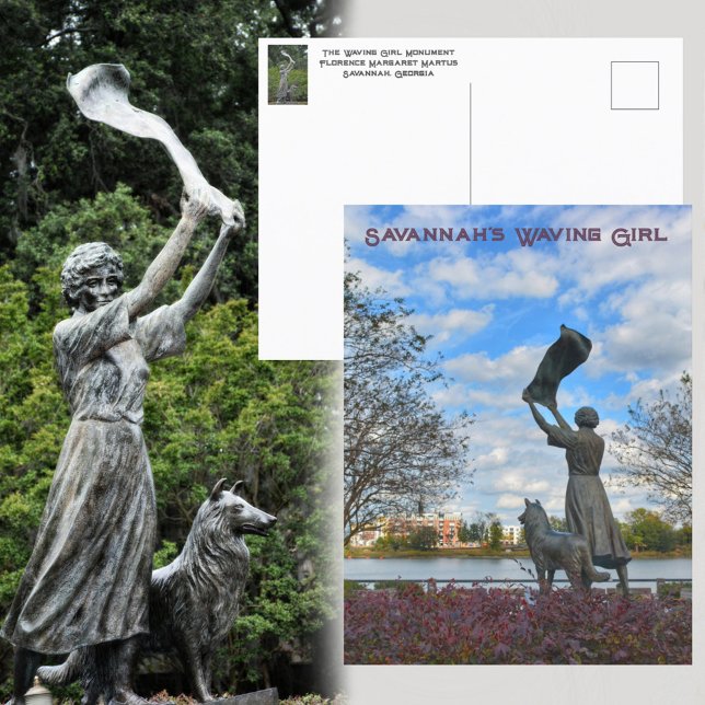 Savannahs Waving Girl-monument Fotografisk Vykort (Skapare uppladdad)