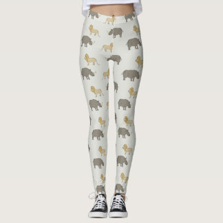 Savannen-Muster mit Löwen und Nashörnern Leggings