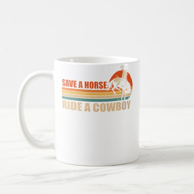 Save A Horse Ride A Cowboy Riding Horse Kaffemugg (Vänster)