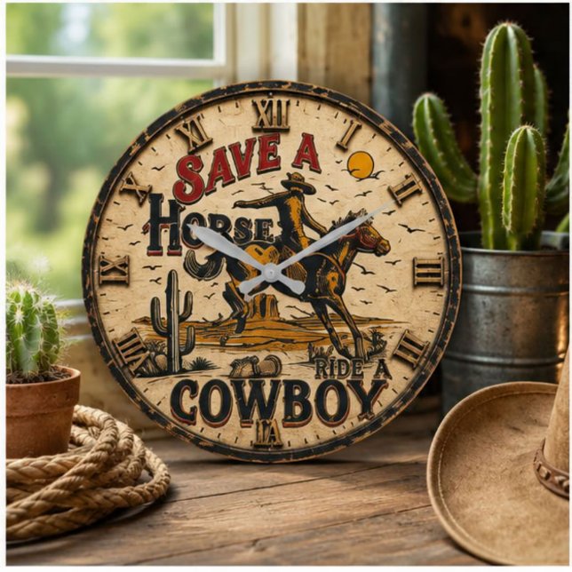 Save a Horse Ride a Cowboy  Stor Klocka (Skapare uppladdad)