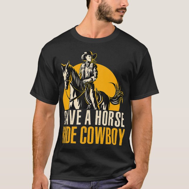 Save A Horse Ride Cowboy Funny Retro Design  T Shirt (Framsida)