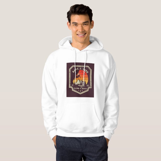 “Save a Tree – Climb a Rock” Hoodie (Hel framsida)