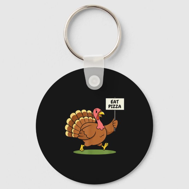 Save A Turkey, Eat Zza Funny Thanksgiving Design F Nyckelring (Framsida)