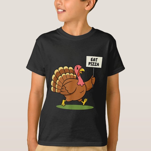 Save A Turkey, Eat Zza Funny Thanksgiving Design F T Shirt (Framsida)