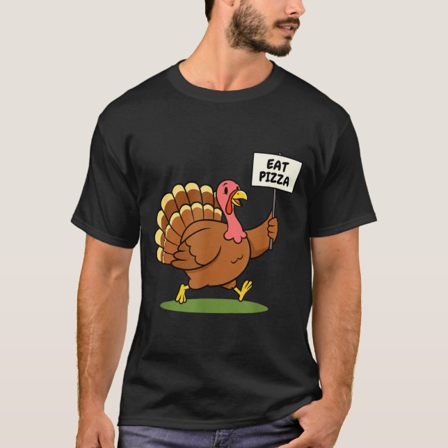 Save A Turkey, Eat Zza Funny Thanksgiving Design F T Shirt (Framsida)