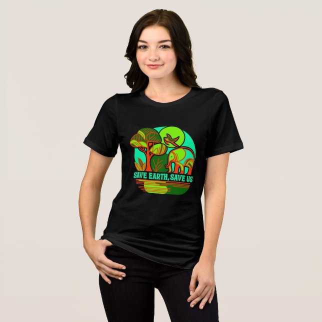 Save Earth Save Us Elephant Earth Day T-Shirt (Framsida Full)