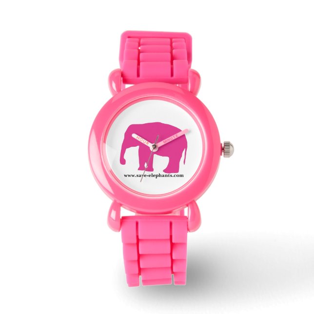 Save-Elephants.com Girls Rosa Elephant Watch Armbandsur (Framsida)