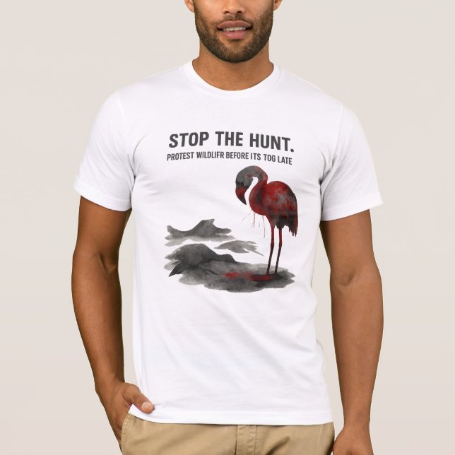 Save Flamingos in Iraq – Protect Wildlife Awarenes T Shirt (Framsida)