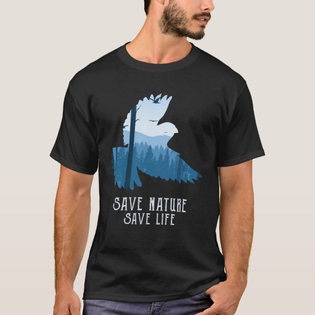 Save Nature Save Life environmental Care Earth Car T Shirt (Framsida)
