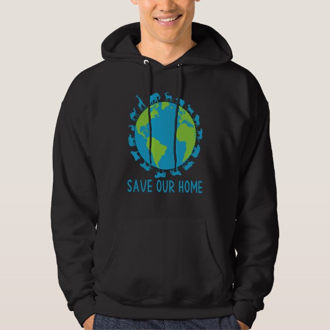 Save Our Home Animals Wildlife Conservation Earth  Hoodie (Framsida)
