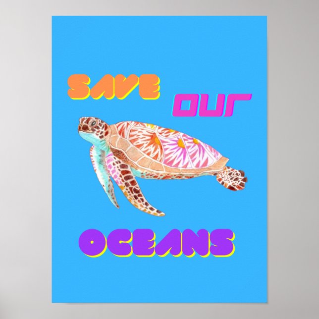 Save Our Ocean Turtle  Poster (Framsidan)