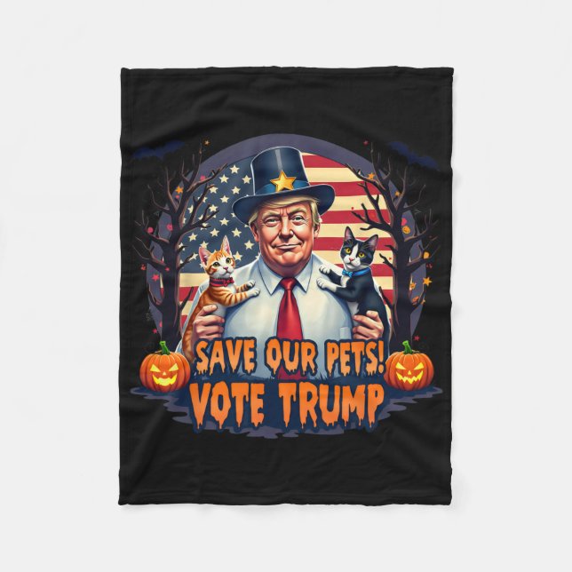 Save Our Pets Vote Trump Patriotic Cat Lovers Hall Fleecefilt (Framsidan)