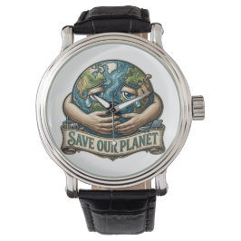 Save Our Planet Crying Earth Eco Awareness  Armbandsur