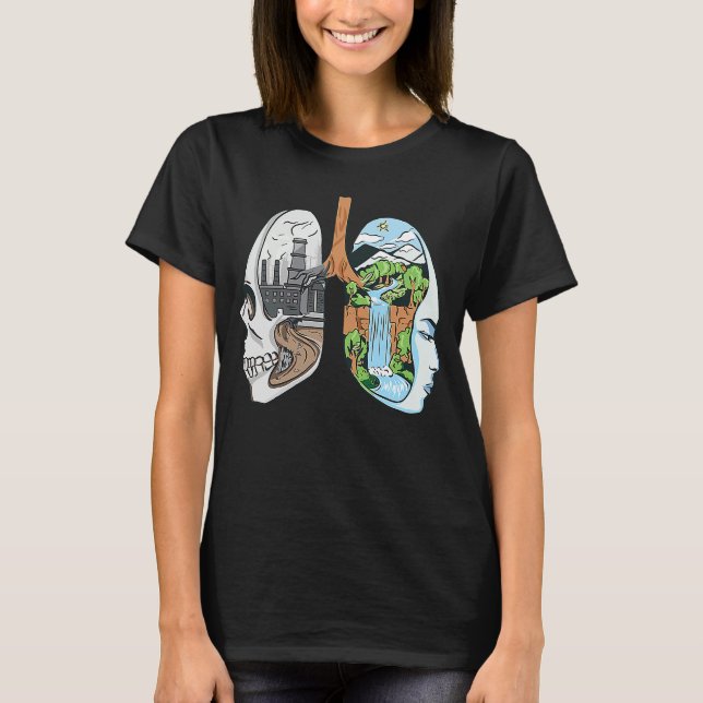 Save our planet pollution VS Natur Lung T Shirt (Framsida)