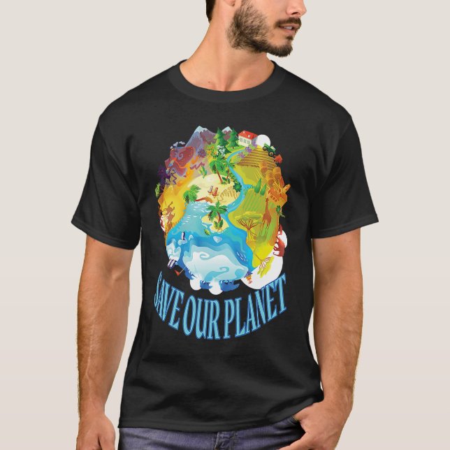 Save Our Planet Sea Animal Ocean Saying T Shirt (Framsida)