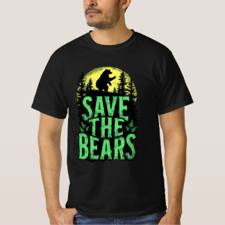 Save The Bears Wildlife Conservation Grunge Forest T Shirt