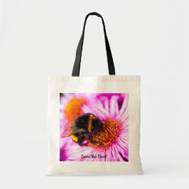"Save the Bees" Bee on a Flower Tote bag Tygkasse