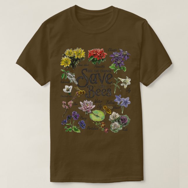Save The Bees Flowers Honey Bee Decline Clipart  T Shirt (Design framsida)