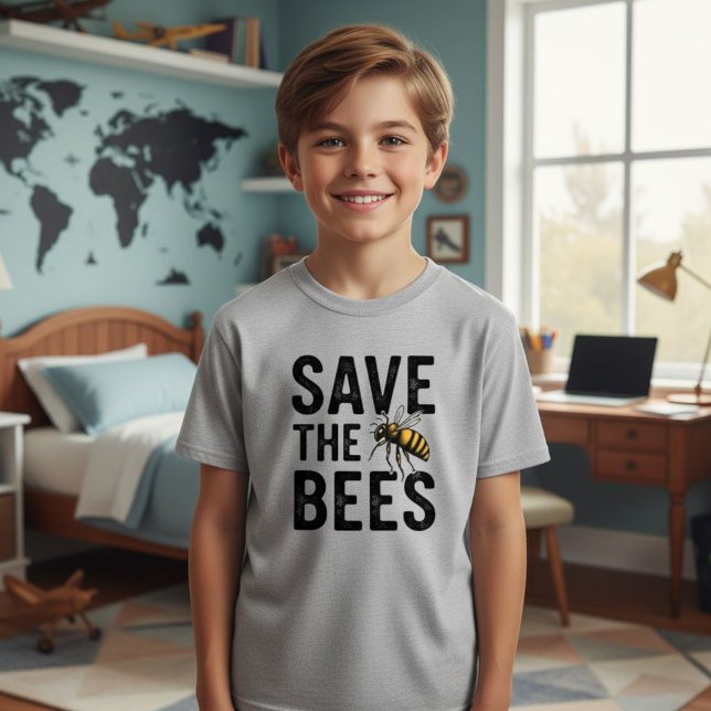 Save the Bees Kids Gray T-Shirt - Eco-Friendly  (Skapare uppladdad)