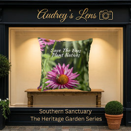 Save The Bees Plant Natives Floral Kudde