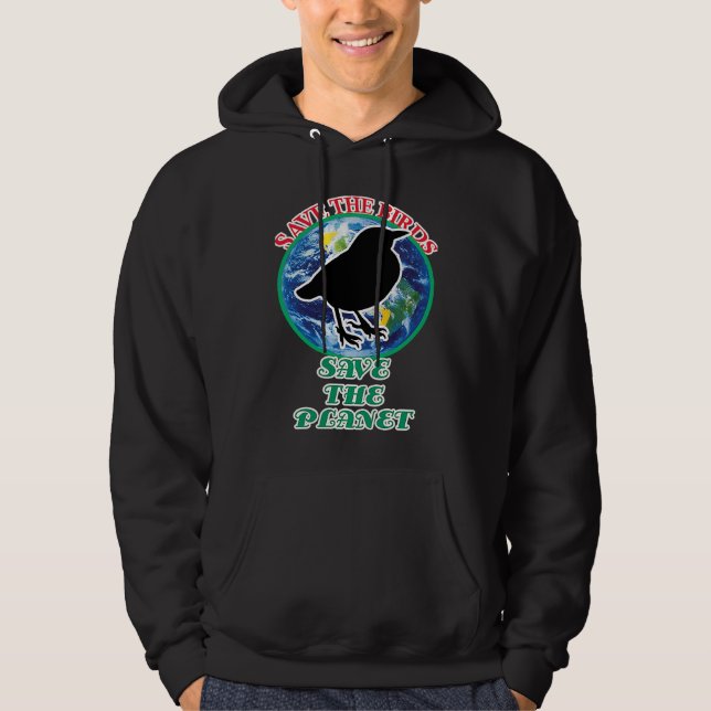 Save The Birds Save The Planet Hoodie (Framsida)