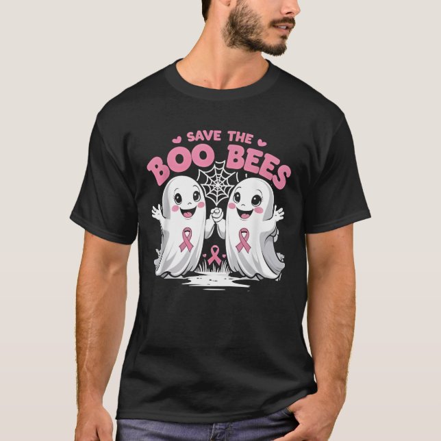 Save The Boobees Boo Bees Breast Cancer Halloween  T Shirt (Framsida)