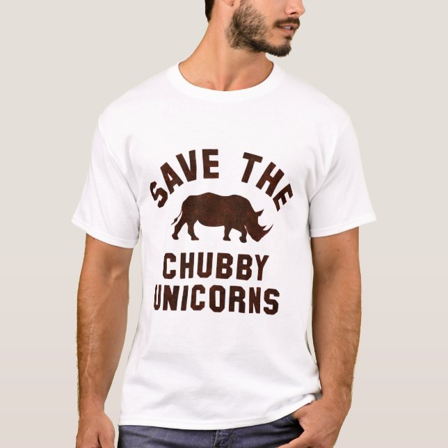 Save the Chubby Unicorns Funny Rhino Graph T Shirt (Framsida)