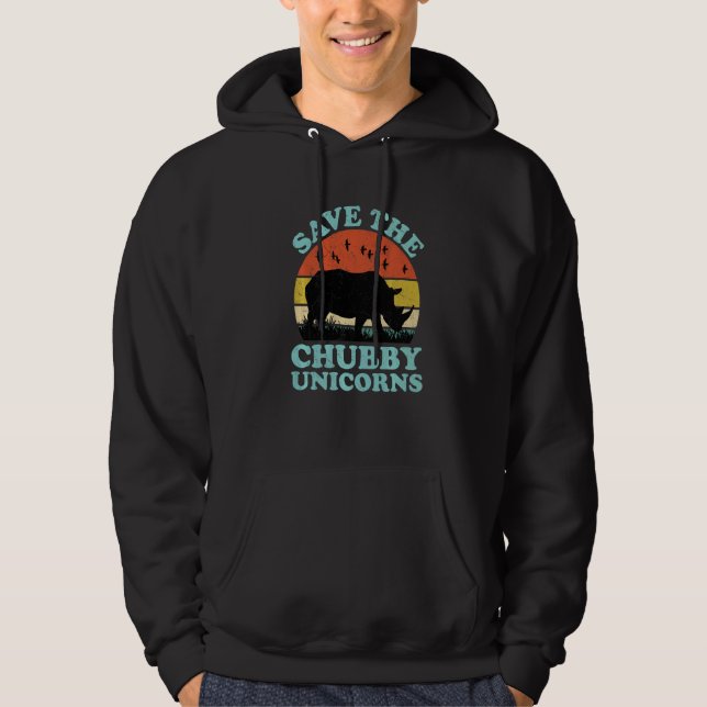 Save The Chubby Unicorns Rhino  Animal Rights Acti Hoodie (Framsida)