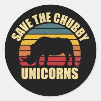 Save the Chubby Unicorns rhino lovers Runt Klistermärke