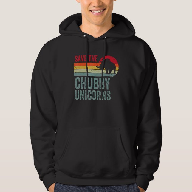 Save The Chubby Unicorns Rhinoceros Animal Rights Hoodie (Framsida)