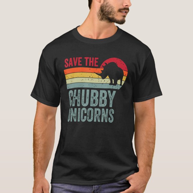 Save The Chubby Unicorns Rhinoceros Animal Rights T Shirt (Framsida)