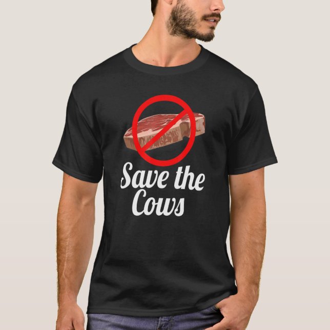 Save the Cows No Red Meat T Shirt (Framsida)