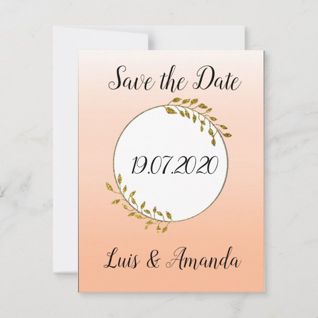 Save the Date Apricot Gold Ranke Spara Datumet (Framsida)
