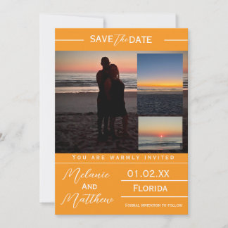 Save the Date Beach Photo Collage Inbjudningar