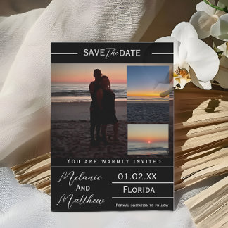 Save the Date Beach Photo Collage Inbjudningar