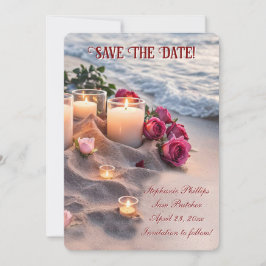 Save the Date Beach Roses Candles Inbjudningar
