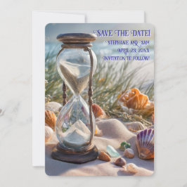 Save the Date Beach Seashells Hourglass Inbjudningar